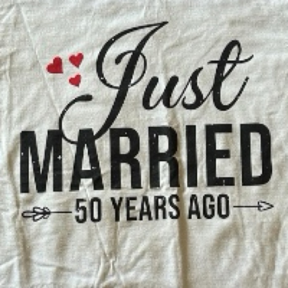 50th anniversary Just Married 50 years ago Graphic Tee with Red Heart Accents